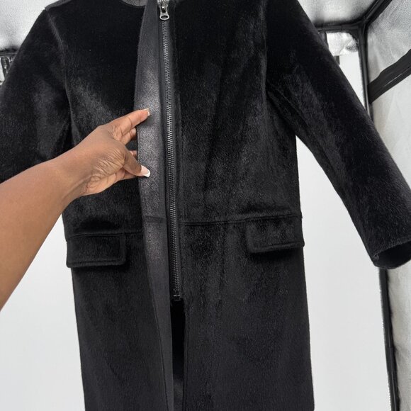 Ann Taylor Petite Faux Fur Coat XSP Black Polyester - Picture 8 of 13